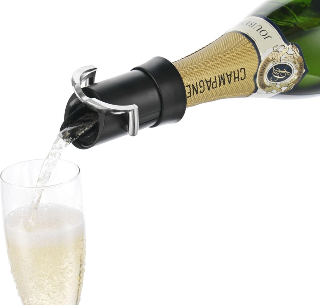 Vacu Vin 1880460 Sekt- & Champagnerverschluß mit Ausgießer, 7 cm, schwarz