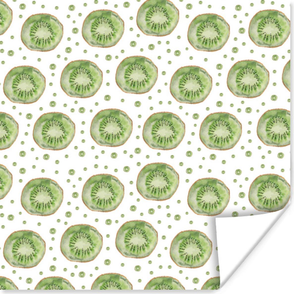 MuchoWow Poster Kiwi - Aquarell - Schablonen 75x75 cm - Wand Dekoration
