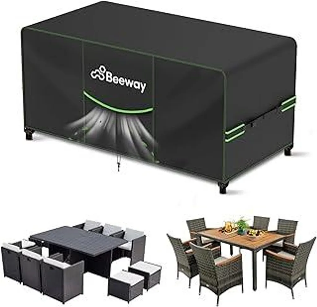 BEEWAY Copertura per mobili da giardino impermeabile V2.0 183x122x73cm, telo protettivo per tavoli da giardino, mobili da terrazza, set di mobili - tessuto Oxford 420D, anti-UV, resistente all'inverno