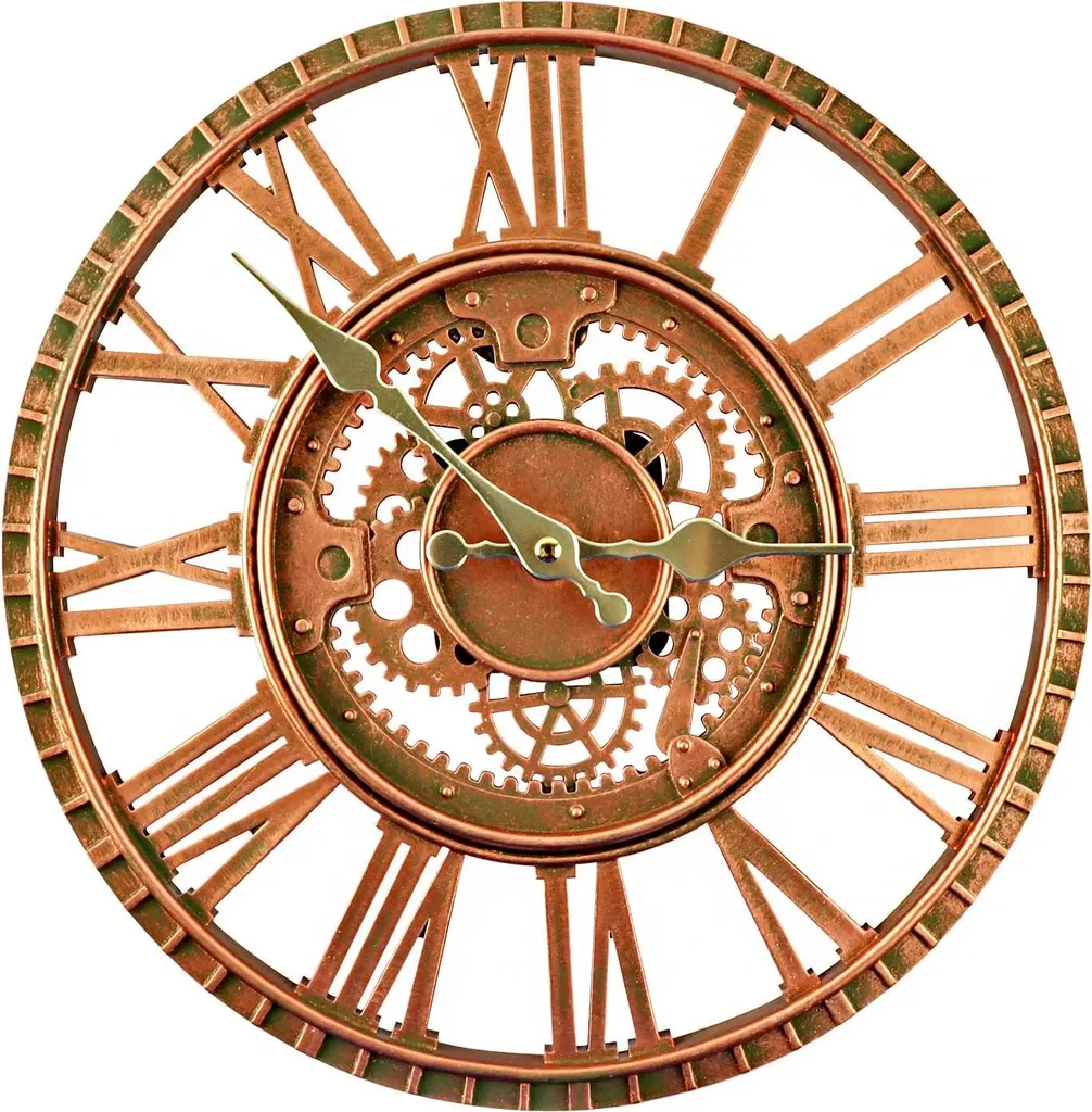 Pendule murale étanche aspect vieux cuivre pour décoration de terrasse