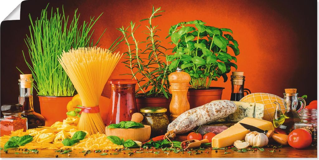 ARTland Poster Mediterranes und italienisches Essen Größe: 60x30 cm