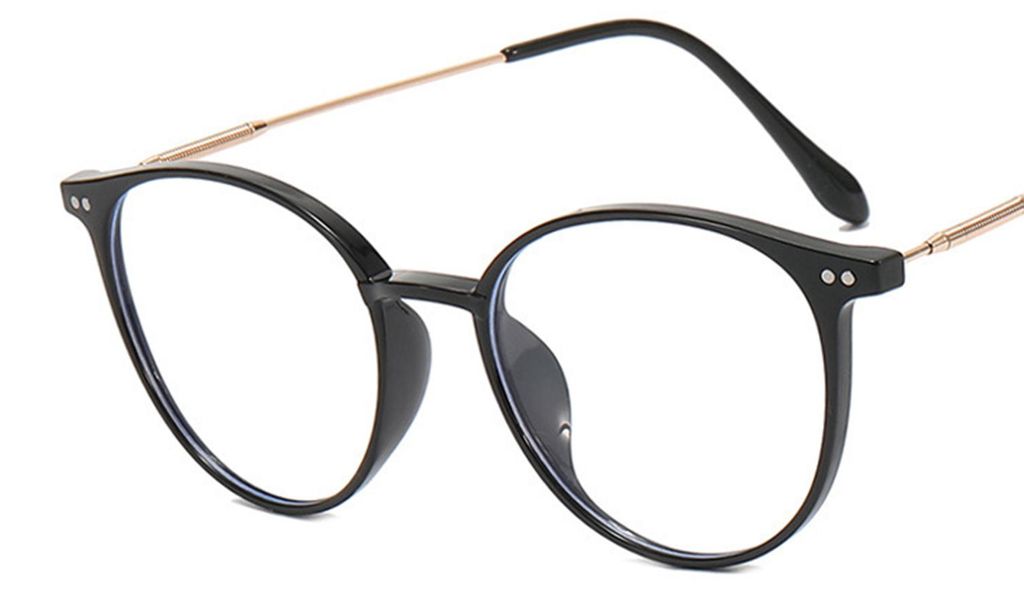 Blaulichtfilterbrille mit rundem Rahmen, hoher Transparenz, ultraleicht, mit Federscharnier, ideal für Damen, Computerbrille ohne Sehstärke und p...