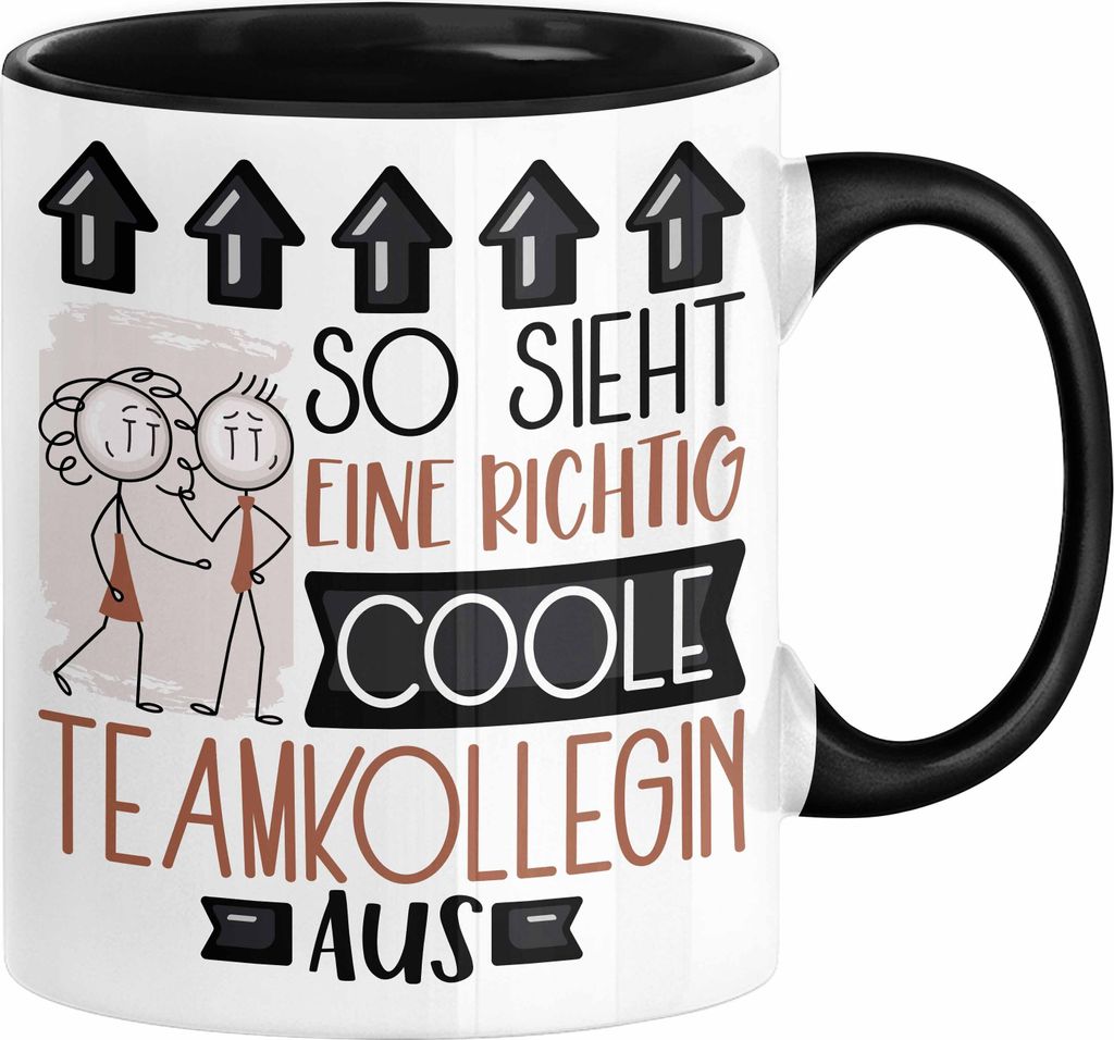Teamkollegin Geschenk Tasse Lustig Geschenkidee für Teamkollegin Geburtstag So Sieht Eine Richtig Coole Teamkollegin Aus Frauen Spruch (Schwarz)