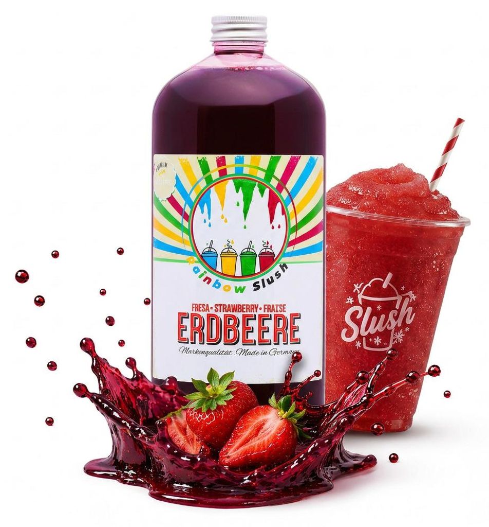 Rainbow Slush Sirup Erdbeere Geschmack 1L 1:5 AZO & Produktbild 