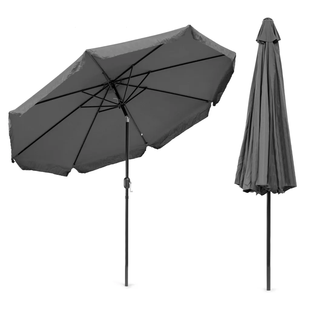 Parasol 3m gris anti-UV avec manivelle : finissez-en avec l'ombre instable