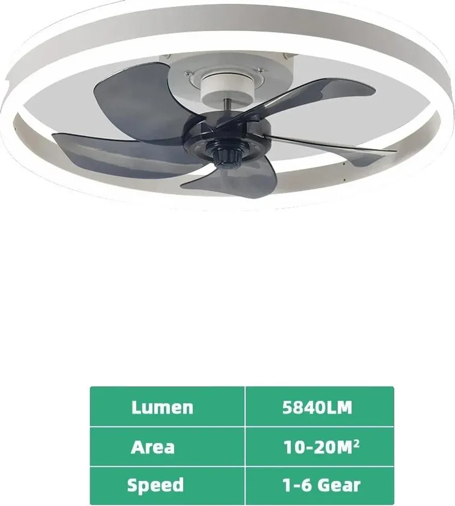 Ventilatore Design Bianco Minimal: LED Dimmerabile e APP 6 Velocità