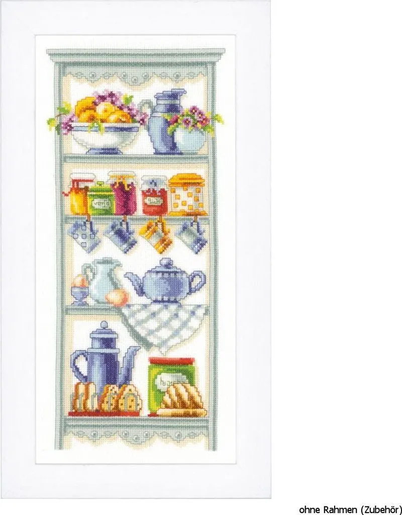 Canevas à Broder Motif Étagère de Cuisine Romantique - Point de Croix
