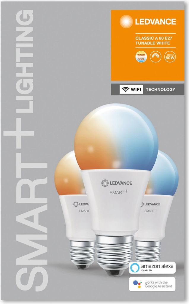 LEDVANCE SMART+ WiFi LED-Lampe E27 – Dimmbar, Farbtemperatur 2700-6500K, Ersetzt 60W Glühbirne