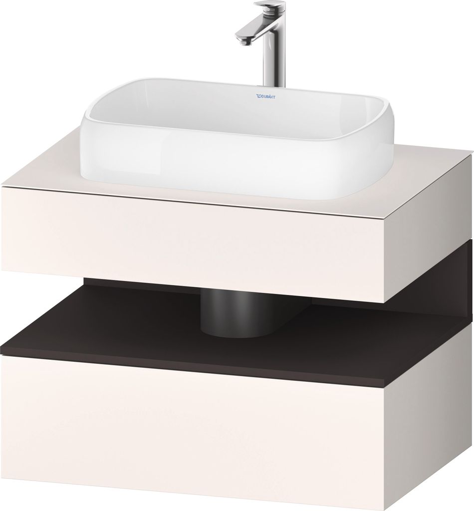 Duravit Qatego Konsolenwaschtischunterbau, 1 Auszug, 1 Schubkasten, Ausschnitt mittig, 800x550x600mm, Nische Graphit Supermatt, QA4730080840000