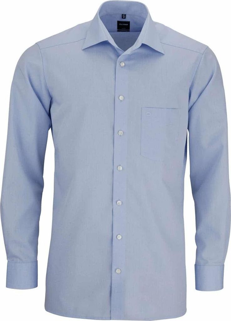 OLYMP Luxor Modern Fit Hemd 43 L Langarm chambray hellblau, Größe:43