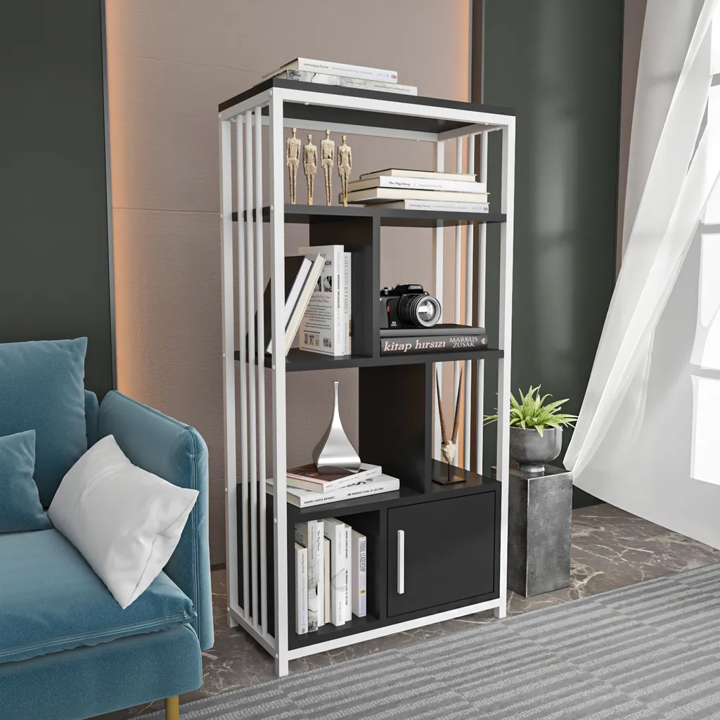Bibliothèque Decorotika Volare Blanche et Anthracite - Structure Métal