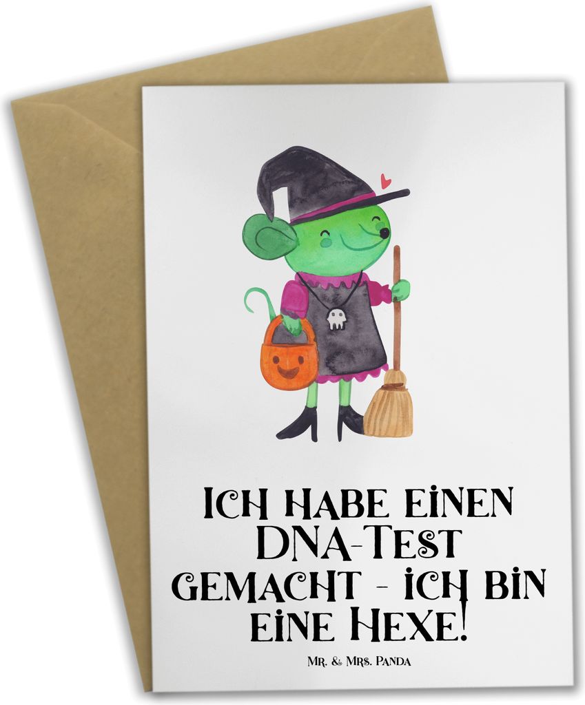 Mr. & Mrs. Panda babykarte Halloween Hexe - Weiß - Geschenk, Gruselparty, hochzeitskarten, glückwunschkarten, Freude teilen, Grußkarten, Feierta...