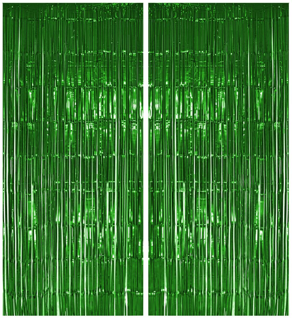 2x Lametta Vorhang - grün - 91x244 cm Produktbild 