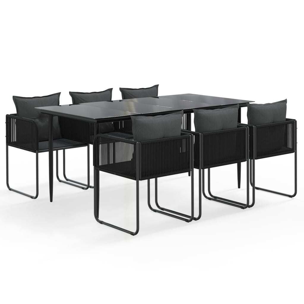 vidaXL 7-tlg. Garten-Essgruppe Schwarz