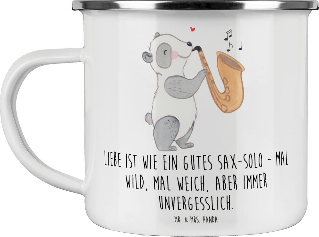 Mr. & Mrs. Panda Teetasse Saxophon Liebe - Weiß - Geschenk, Emotionen, Pott, Musik, Emaille Tasse, Musiker, Blues, Kaffeepott, Haferl, Solo, unver...
