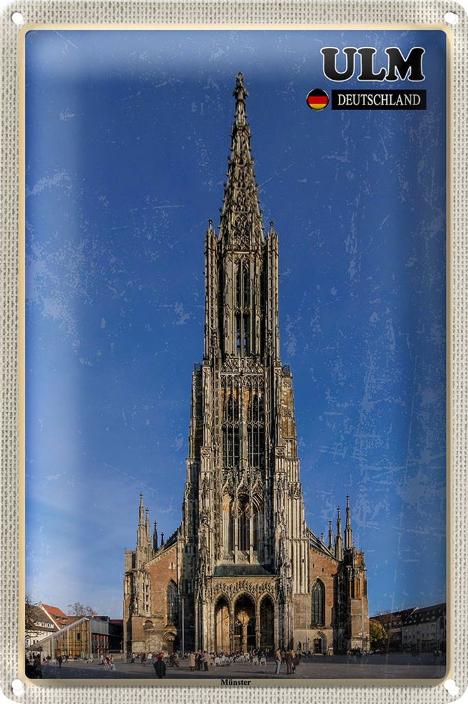 Blechschild Städte Ulm Deutschland Münster 40x30cm