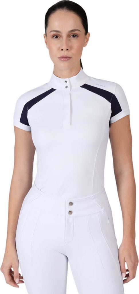 Maximilian Equestrian Turniershirt Damen Kurzarm Aveen Competition Collection Shirt White/Navy XS