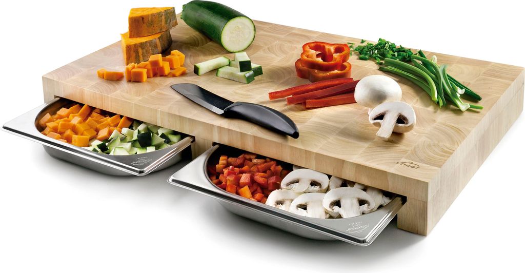 Planche à découper professionnelle Lacor avec 2 tiroirs en Image du produit 