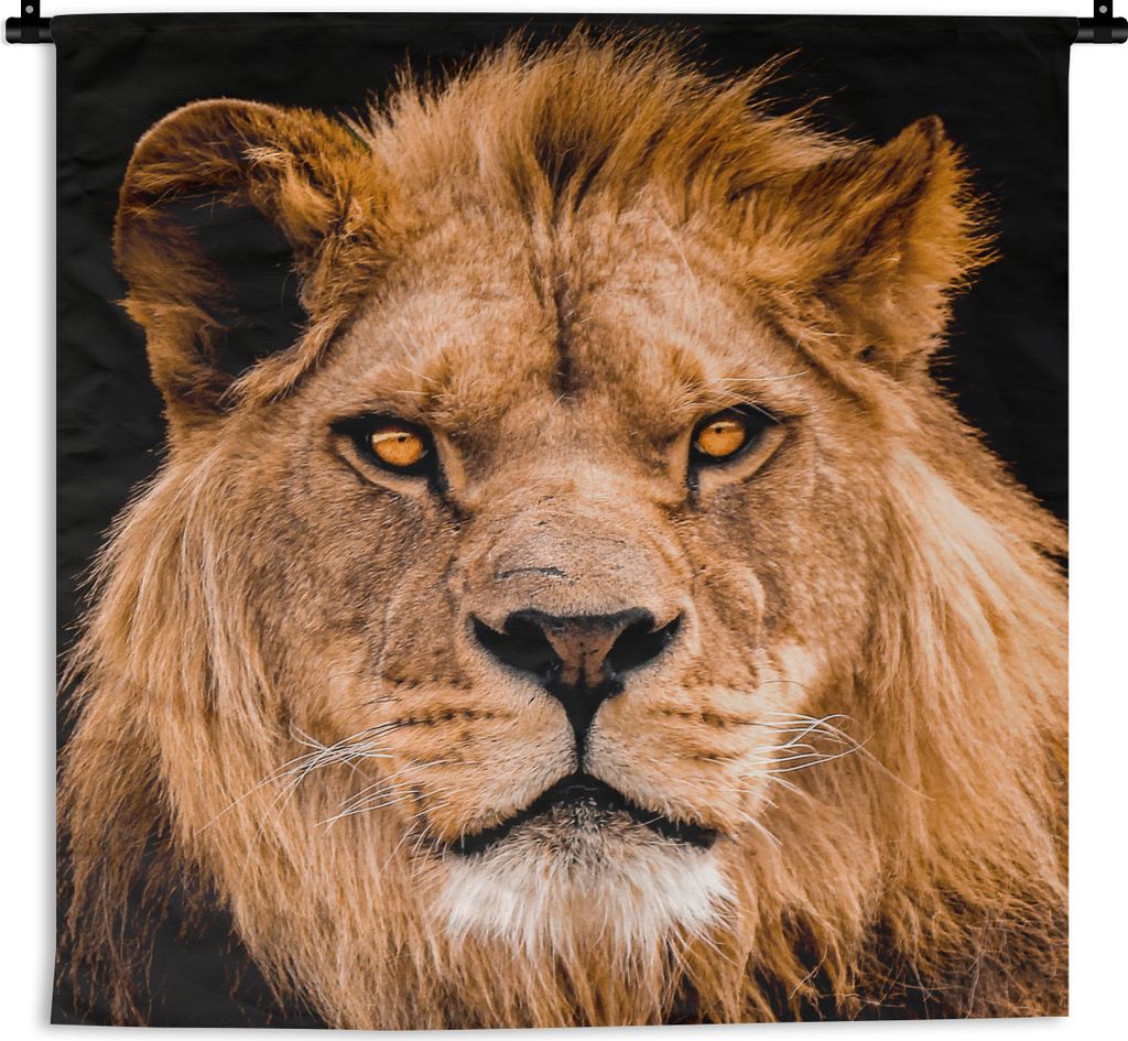 MuchoWow Wandteppich Wandbehang Löwe - Porträt - Schwarz 150x150 cm Tapisserie Dekoration Wandtuch - Wohnaccessoires - Modernes