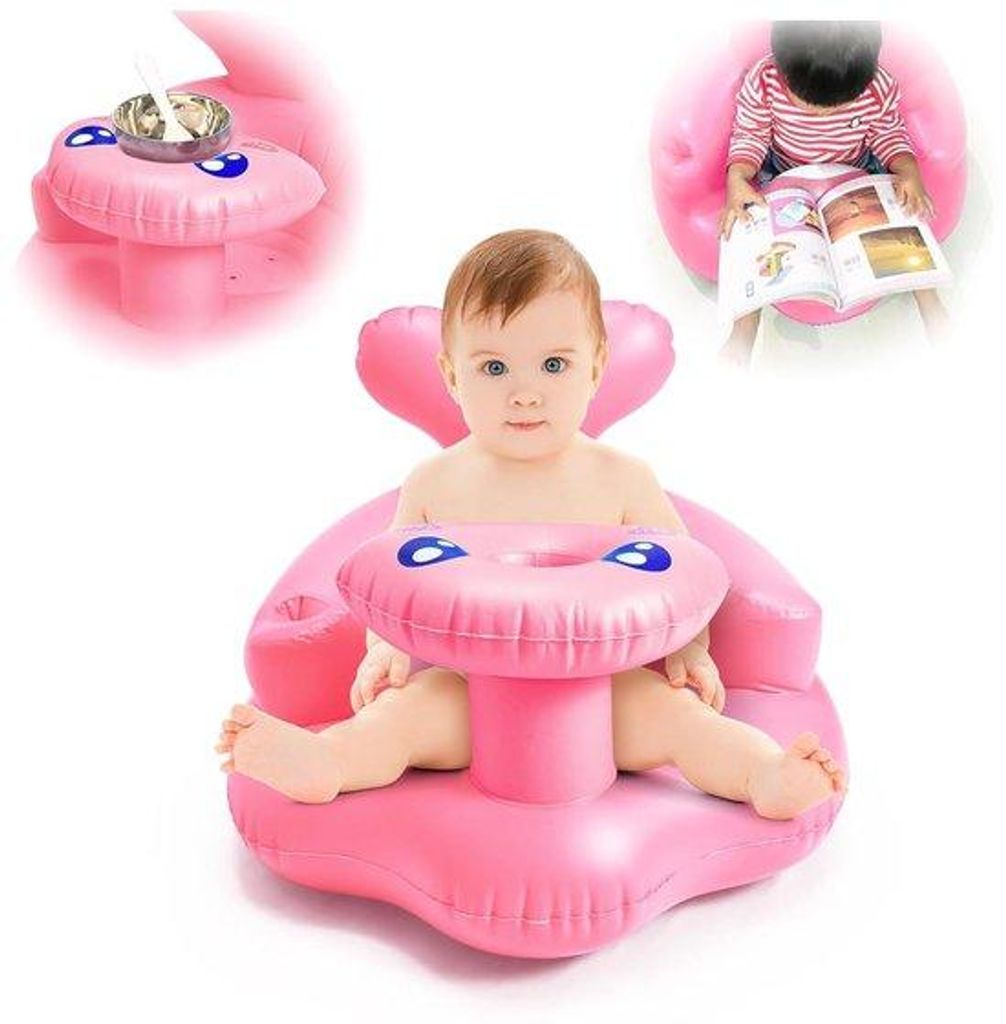 Verschließbares, rosa, PVC-Babyreisebett, geeignet für Säuglinge von 3-12 Monaten, bequem für Heim und unterwegs zu verwenden.