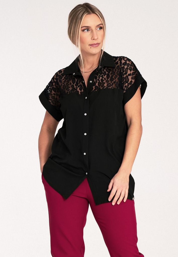 Figl Damenbluse Tabzed schwarz L