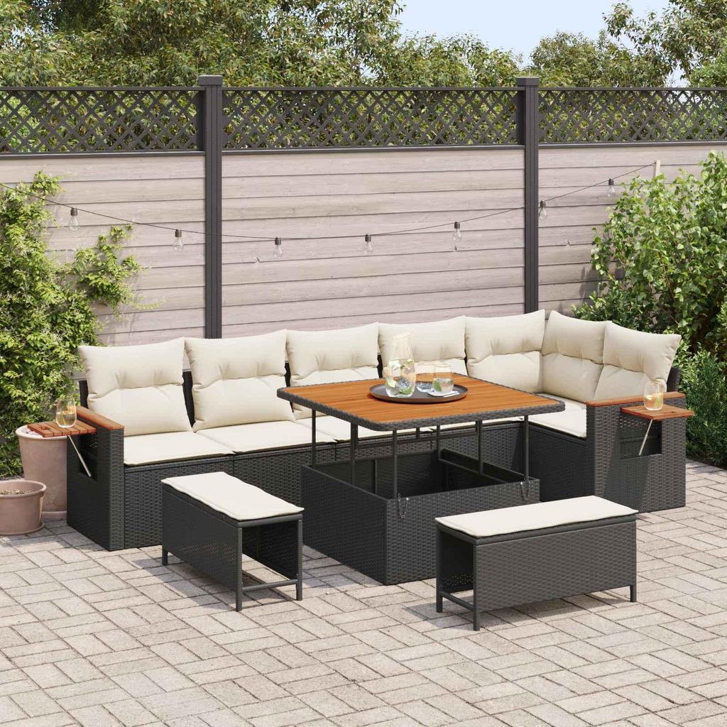 Maison Exclusive - Gartensofa-set 9 pcs Schwarz Poly-Rattan