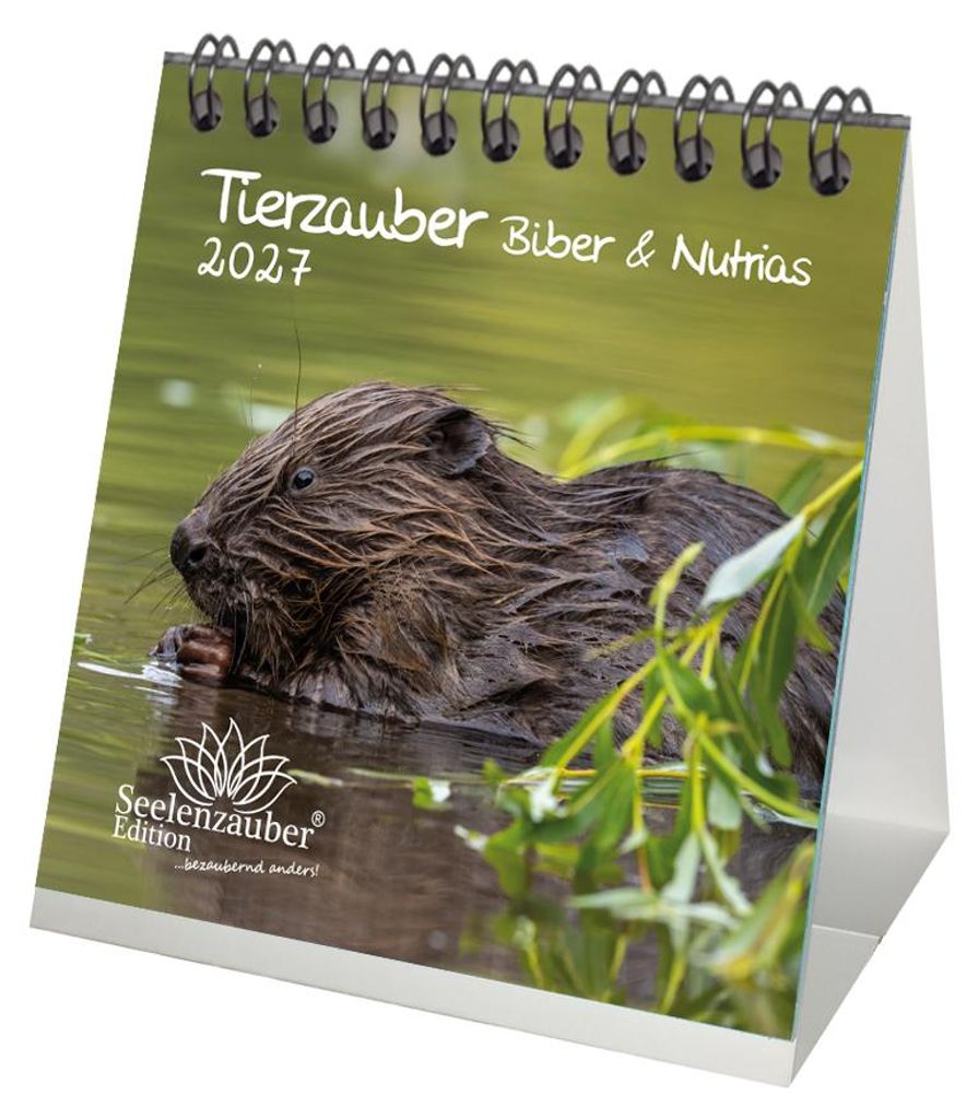 Tierzauber Biber und Nutrias Tischkalender 10x10cm für 2027 Wald Natur Baum - Seelenzauber