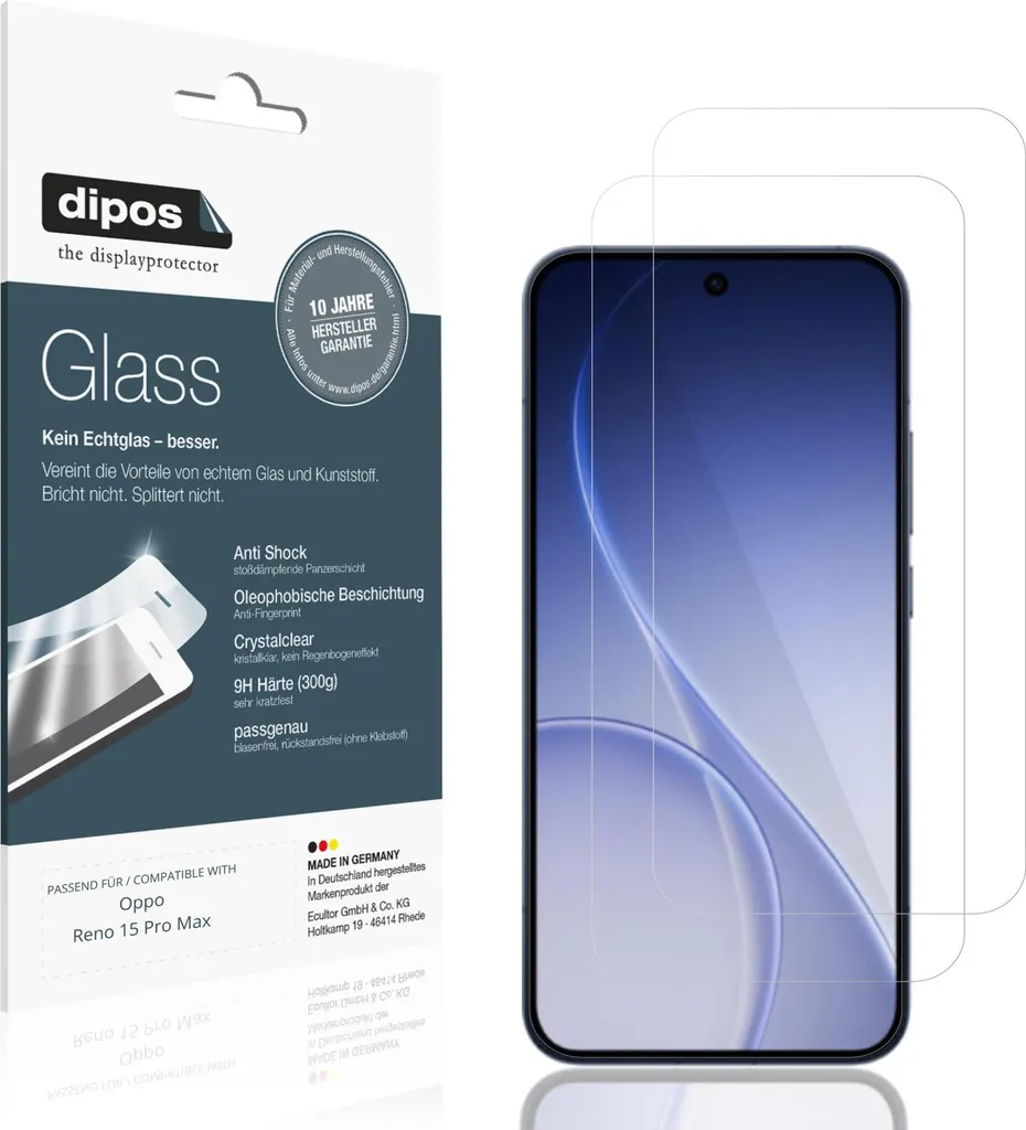 2x Pellicola Protettiva per Oppo Reno 15 Pro Max Protezione Vetro Flessibile 9H dipos
