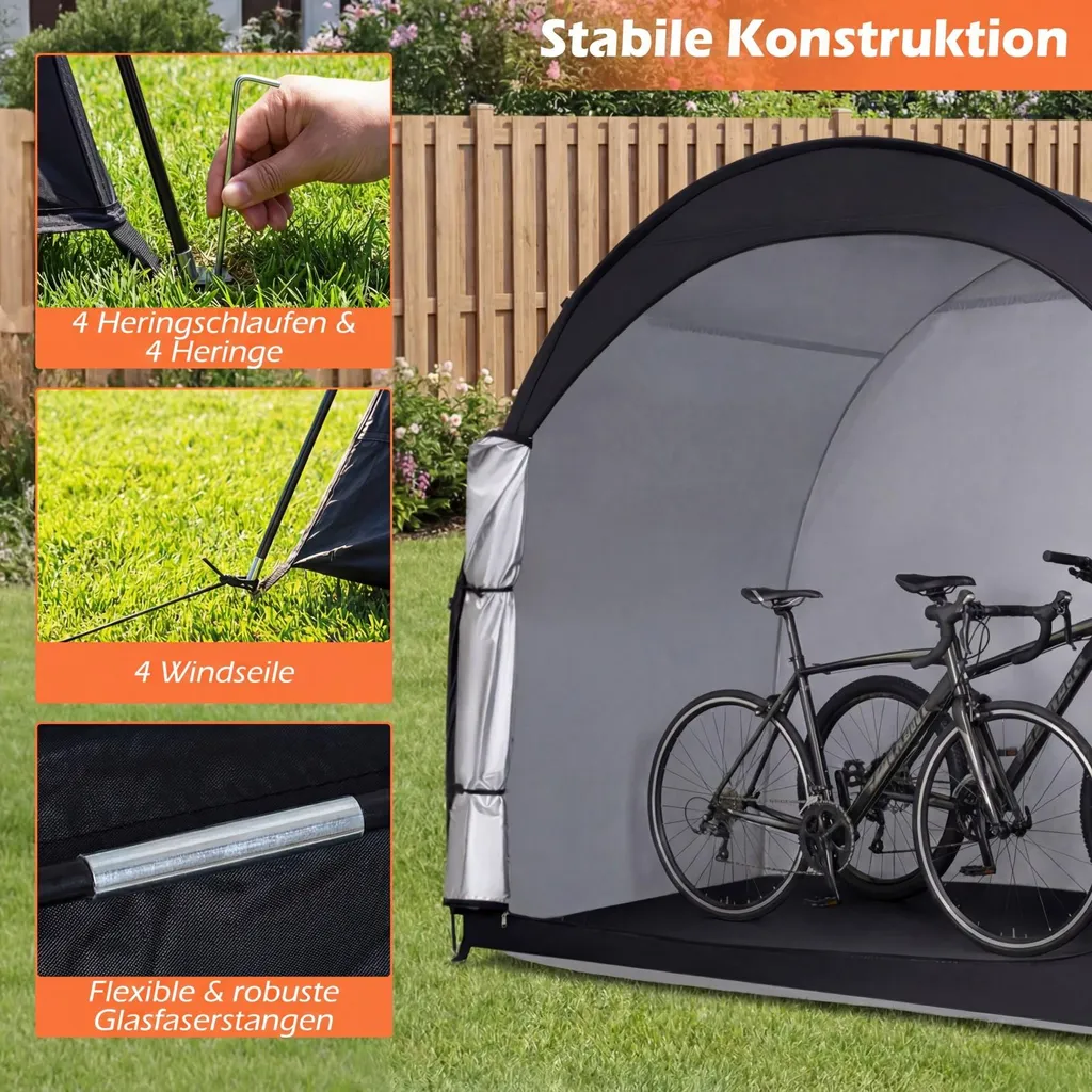 Garage portable pour 2 vélos : solution de rangement camping et jardin - 7