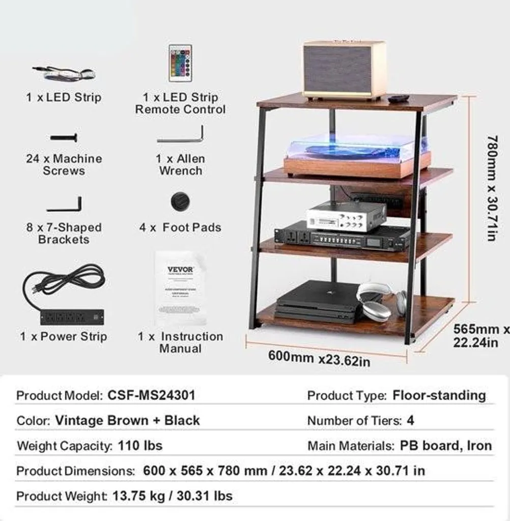 Support TV d'angle multimédia en bois avec rangement modulable - 120cm