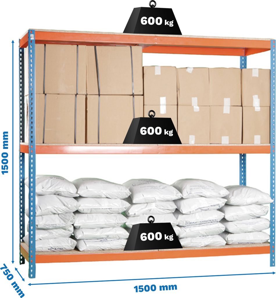 Regale für mittlere Belastung ohne Parafuses SIMONFORTE 1507-3 CHIPBOARD 1500 AZ/NAR/MAD