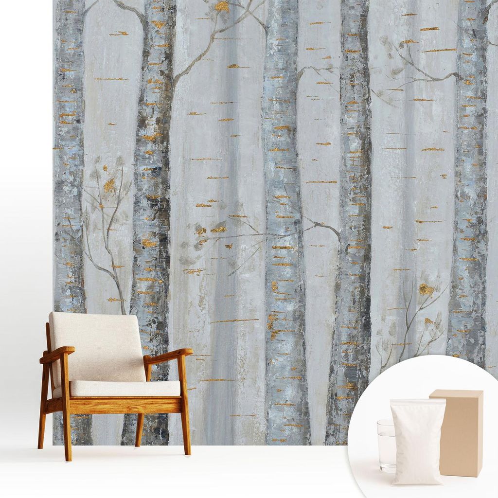 Fototapete - 250x250 cm - Tapete - Wandtapete - Wandbilder - Dekofolie - Tapete Folie - Wand - Dekoration - Wohnzimmer - Birken