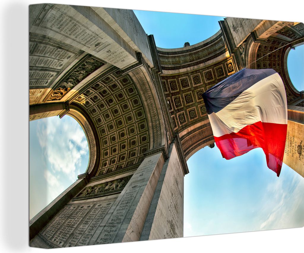 OneMillionCanvasses - Leinwandbilder - 150x100 cm, Die Unteransicht des Triumphbogens in Paris, Wandbilder Kunstdruck Wanddekoration