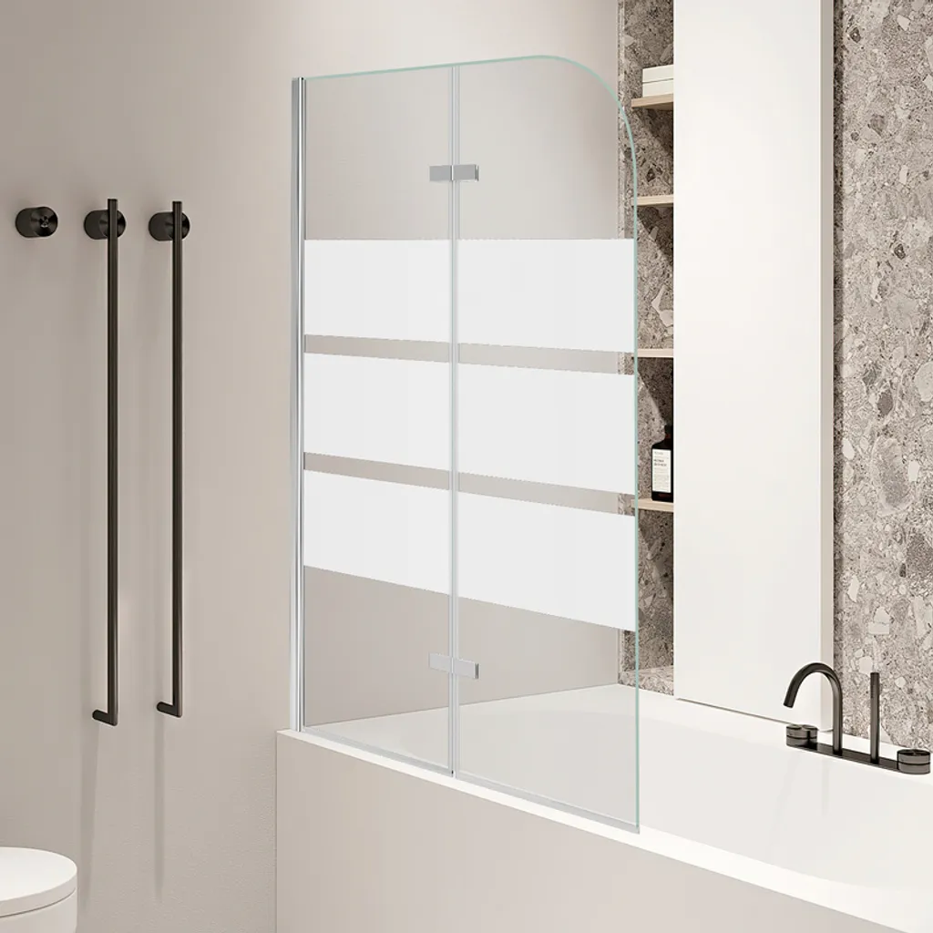 Clanmacy cabina doccia 100x140cm schermo pieghevole per vasca da bagno Schermo doccia in vetro 6mm NANO Easy Clean