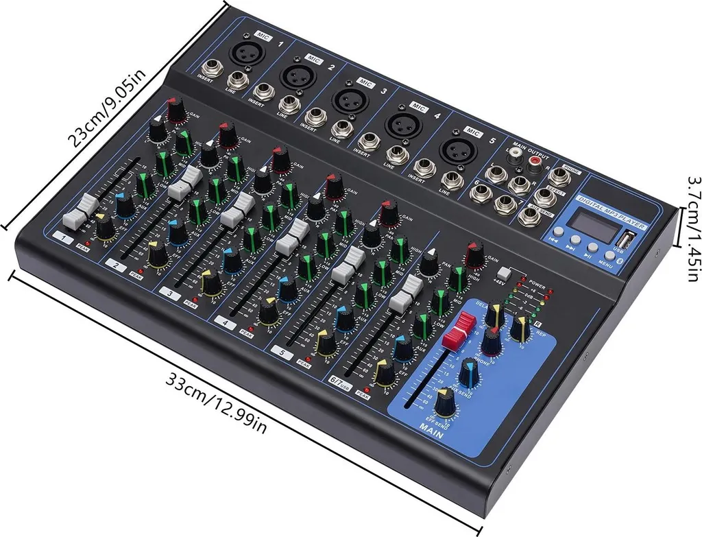 Mixer Audio per Streaming e Podcast Bluetooth 7 Canali USB 48V - 5