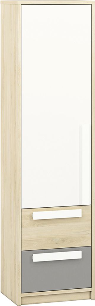 Kinderzimmer Wäscheschrank Fjord Buche Nb. DARDA-131 mit Fronten in weiß und platingrau, B/H/T: ca. 55/199/40 cm
