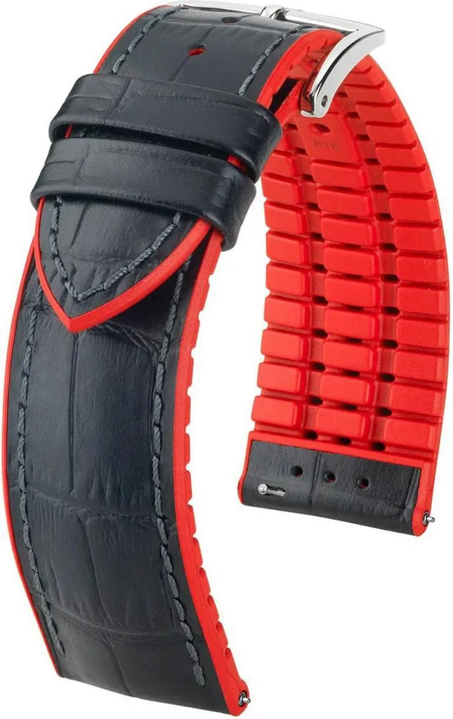 Cinturino in Pelle per Orologio Hirsch Andy L Rosso 20mm Alligator Embossing 0922028050-20