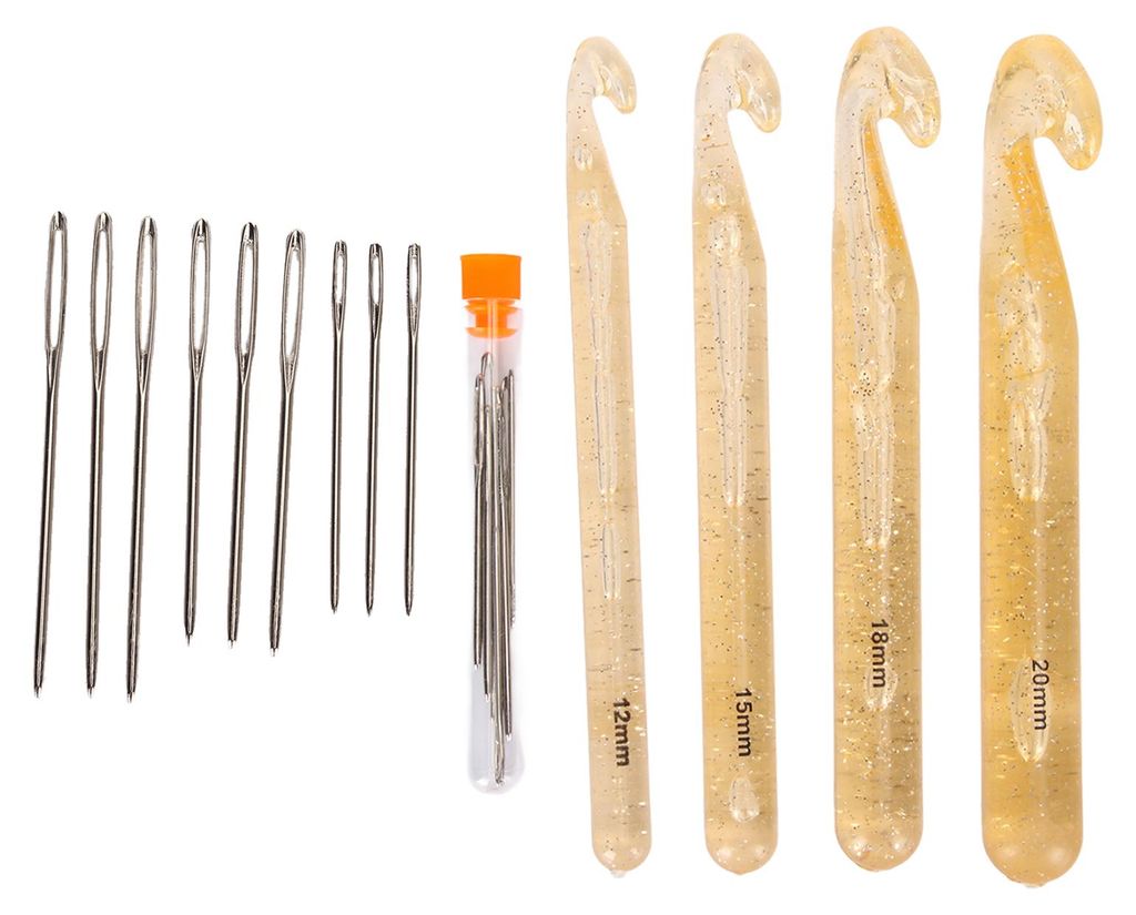 4-teiliges Häkelnadelset (12 mm bis 20 mm) mit ergonomischem Griff šC große Häkelnadeln für Decken, Mützen, Teppiche und Kissen