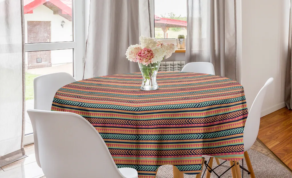 Tovaglia Rotonda 150 cm Design Tribale ABAKUHAUS | Arredo Tavola Moderno