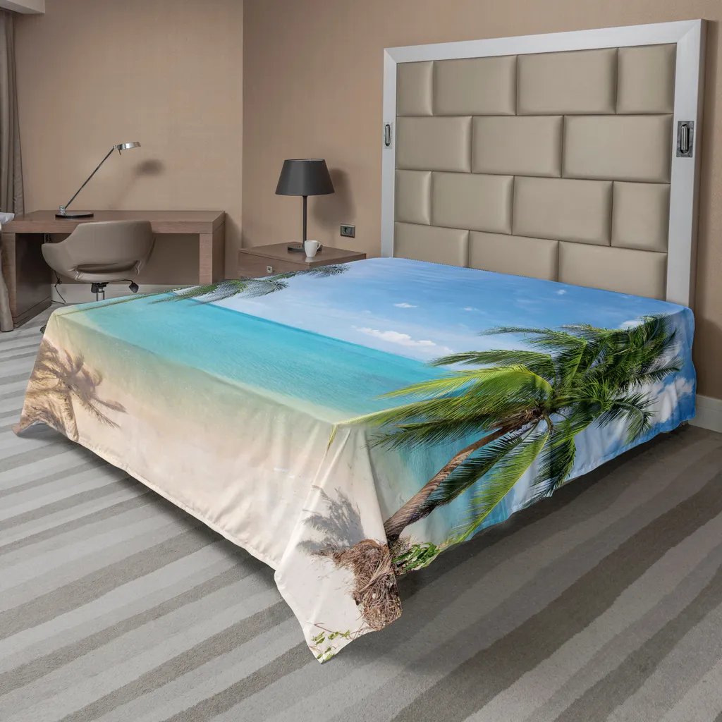 Drap de Lit Doux et Confortable à Motif Océan Panoramique 260 x 228 cm