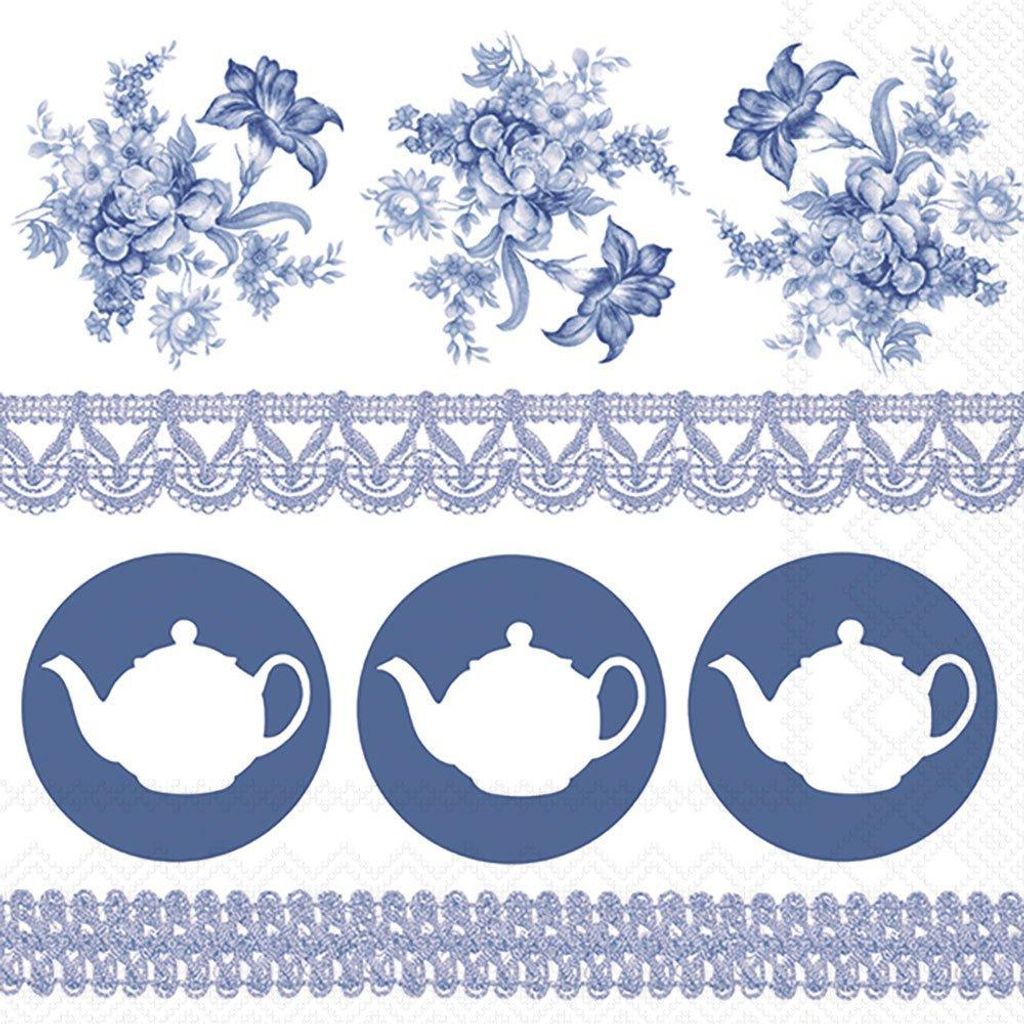 Servietten 33x33 cm - Teapots blue
