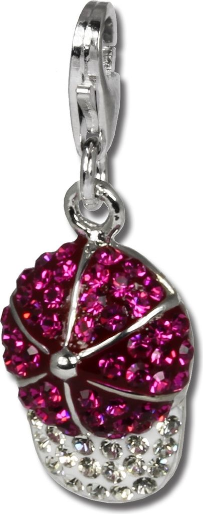 SilberDream fuchsia Charm Basecap Zirkonia 925 Silber Charms-Anhänger GSC528V
