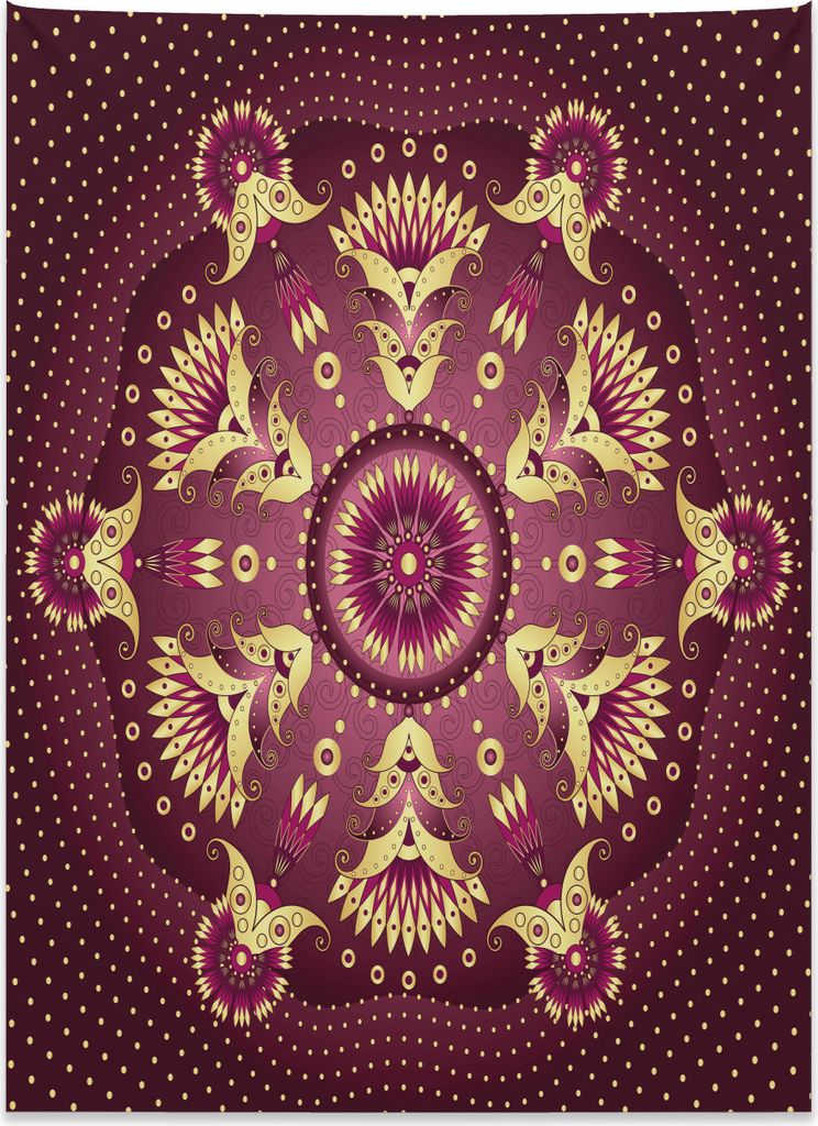 Abakuhaus lila Mandala Wandteppich, Eastern Retro aus Weiches Mikrofaser Stoff Kein Verblassen Klare Farben Waschbar, 110 x 150 cm, Getrocknete Ros...