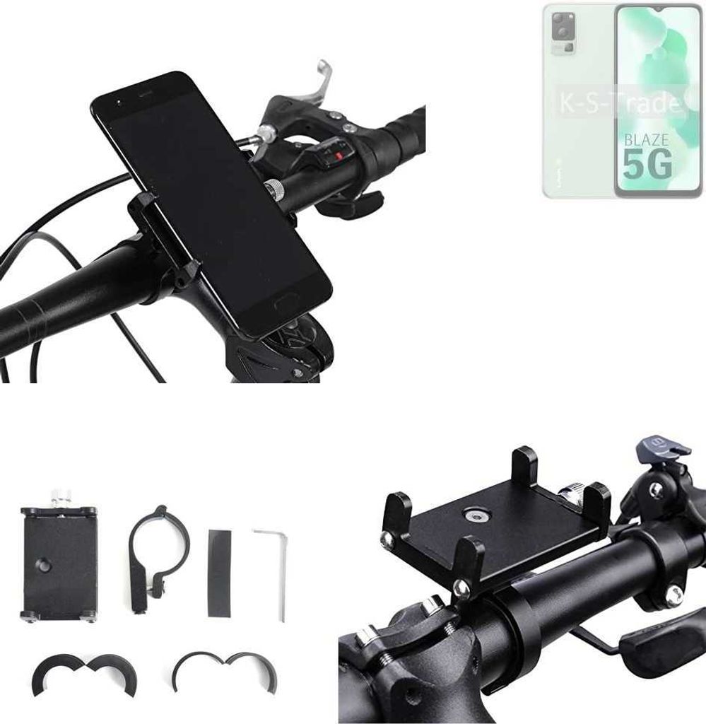 K-S-Trade Handyhalterung für das Fahrrad kompatibel mit Lava Blaze 5G Halter Lenkstange Fahrradhalterung Motorrad Bike Mount Befestigung Smartphone