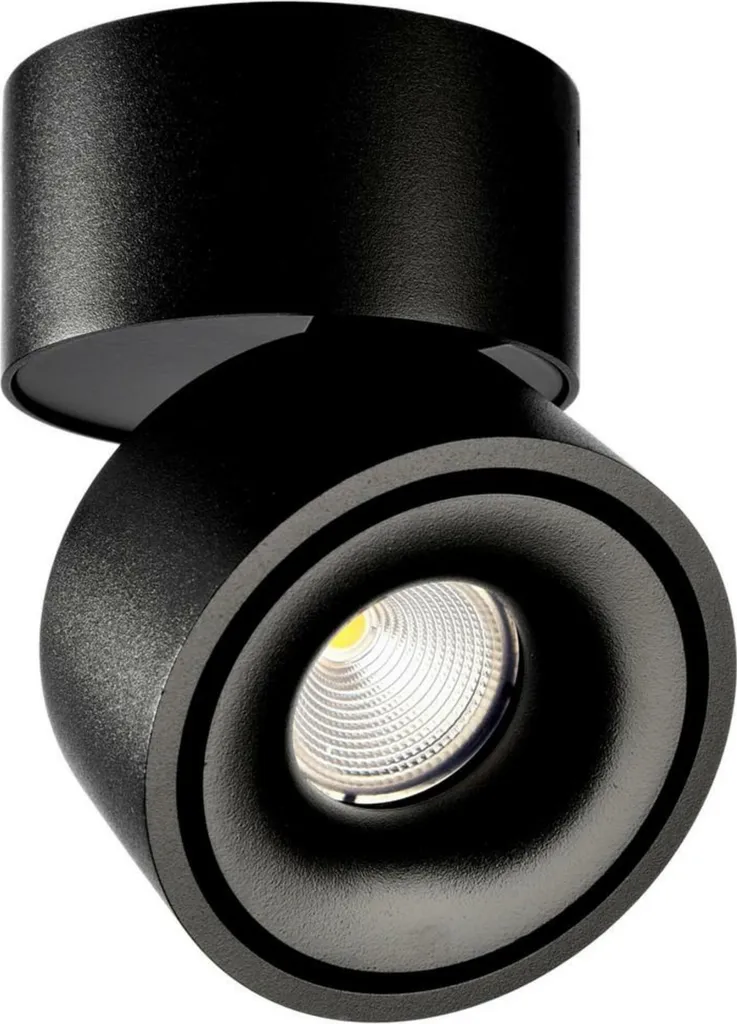Plafonnier Uni II Deko-Light 12W 3000K Noir RAL 9005 - Réf 348179