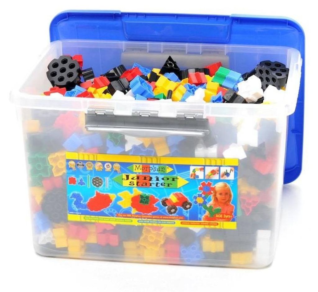 Morphun Starter Mega-Set 1200 Teile – Konstruktionsbausteine (Waffelblöcke, 2D/3D-Modelle, bewegliche Teile, 30-Liter-Box mit Griff) – ab 3 Ja...