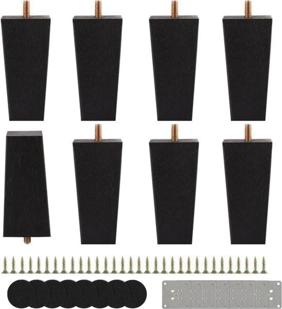 Pieds en Bois Noir 10 cm : Rehaussez vos Tables et Canapés Instables