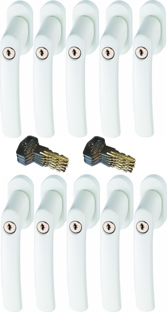 ABUS FG200 W SB abschließbarer Fenstergriff, weiß im Set 10 Stück