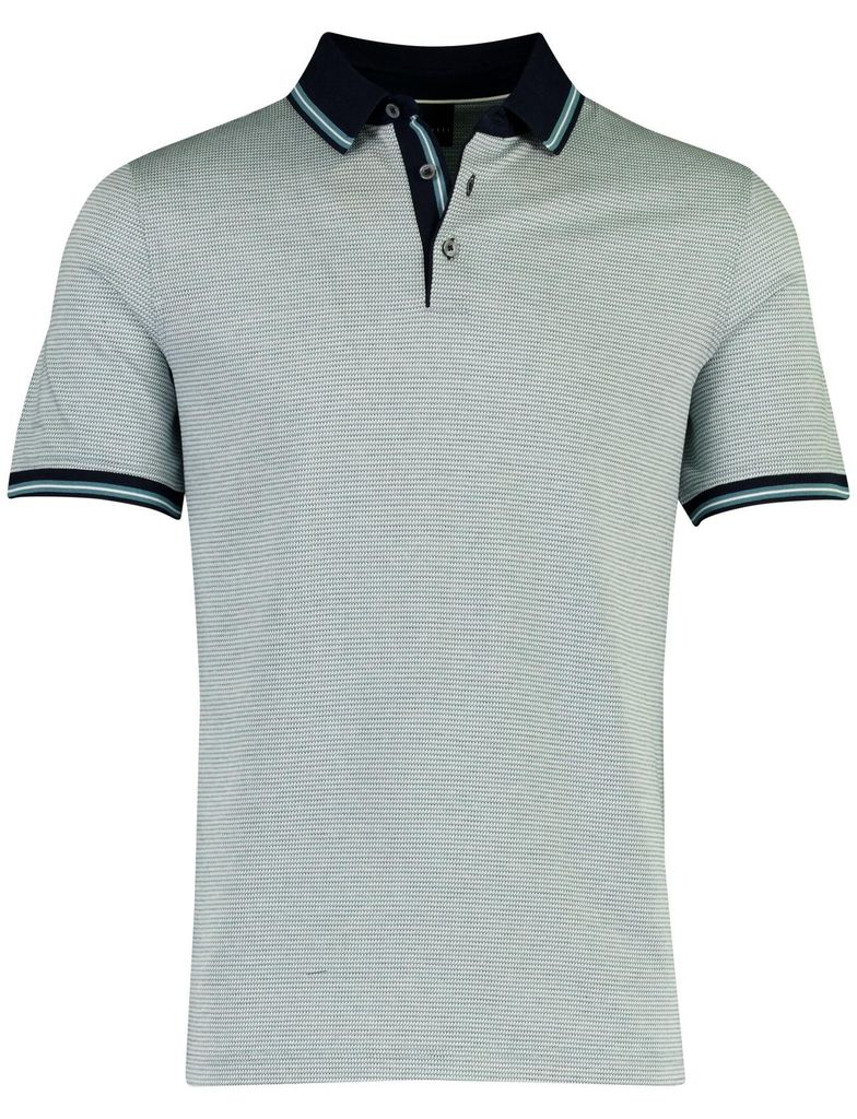 Blaues Bugatti Poloshirt Streifen dunkler Ärmelrand