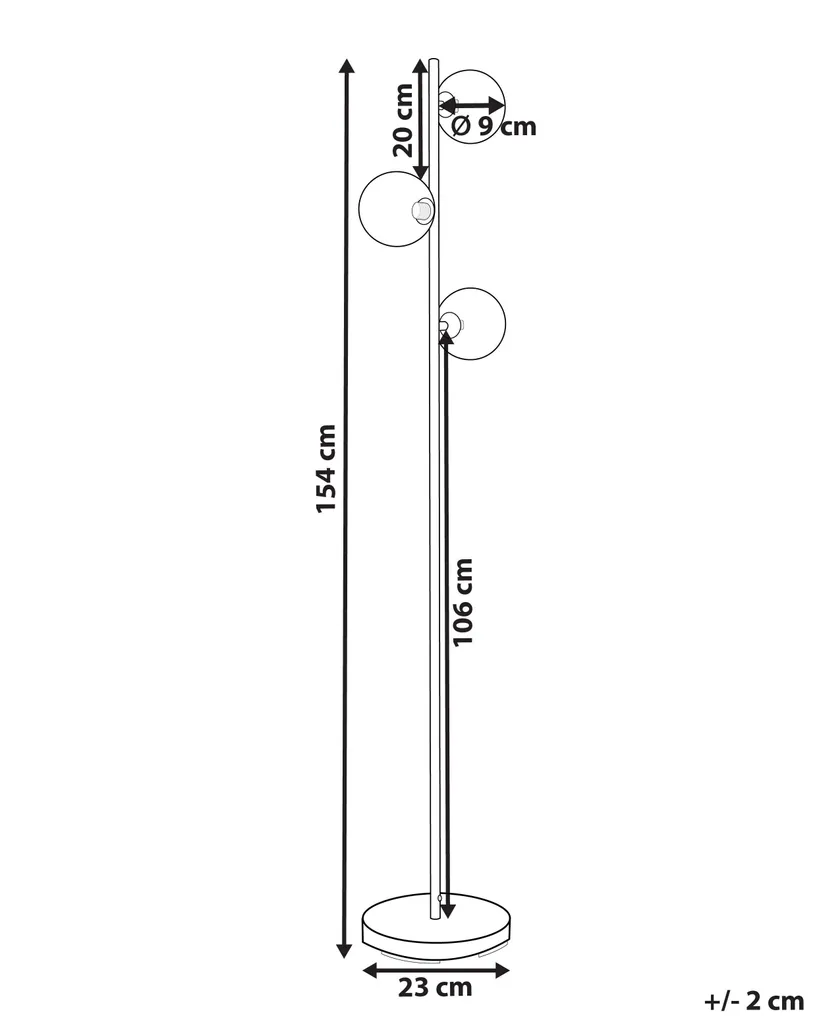 Lampadaire anti-éblouissement 3 globes fumés pour éclairage doux salon